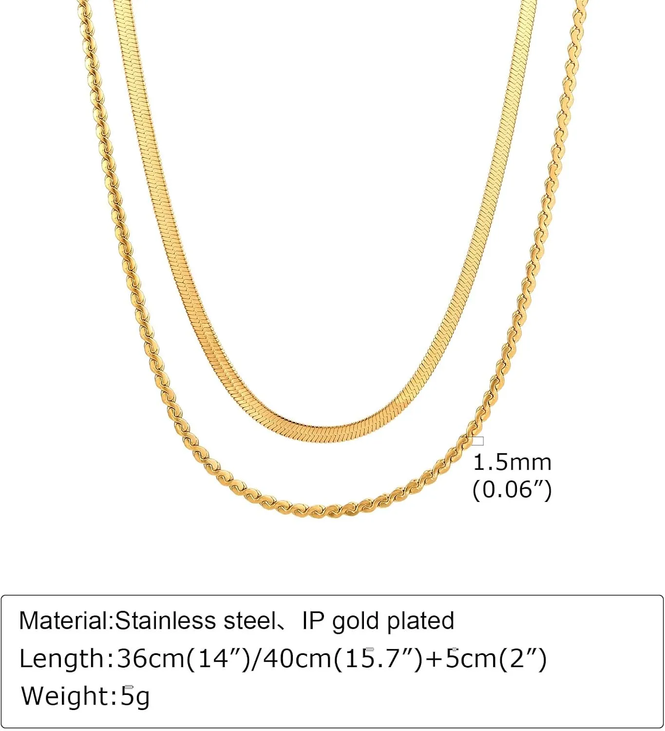 Ronglry 2pcs Layered Silver Necklaces for Women - Sparkly Chain Dainty Choker Set With Glitter Twist Rope Chain - Simple Jewelry Gifts
