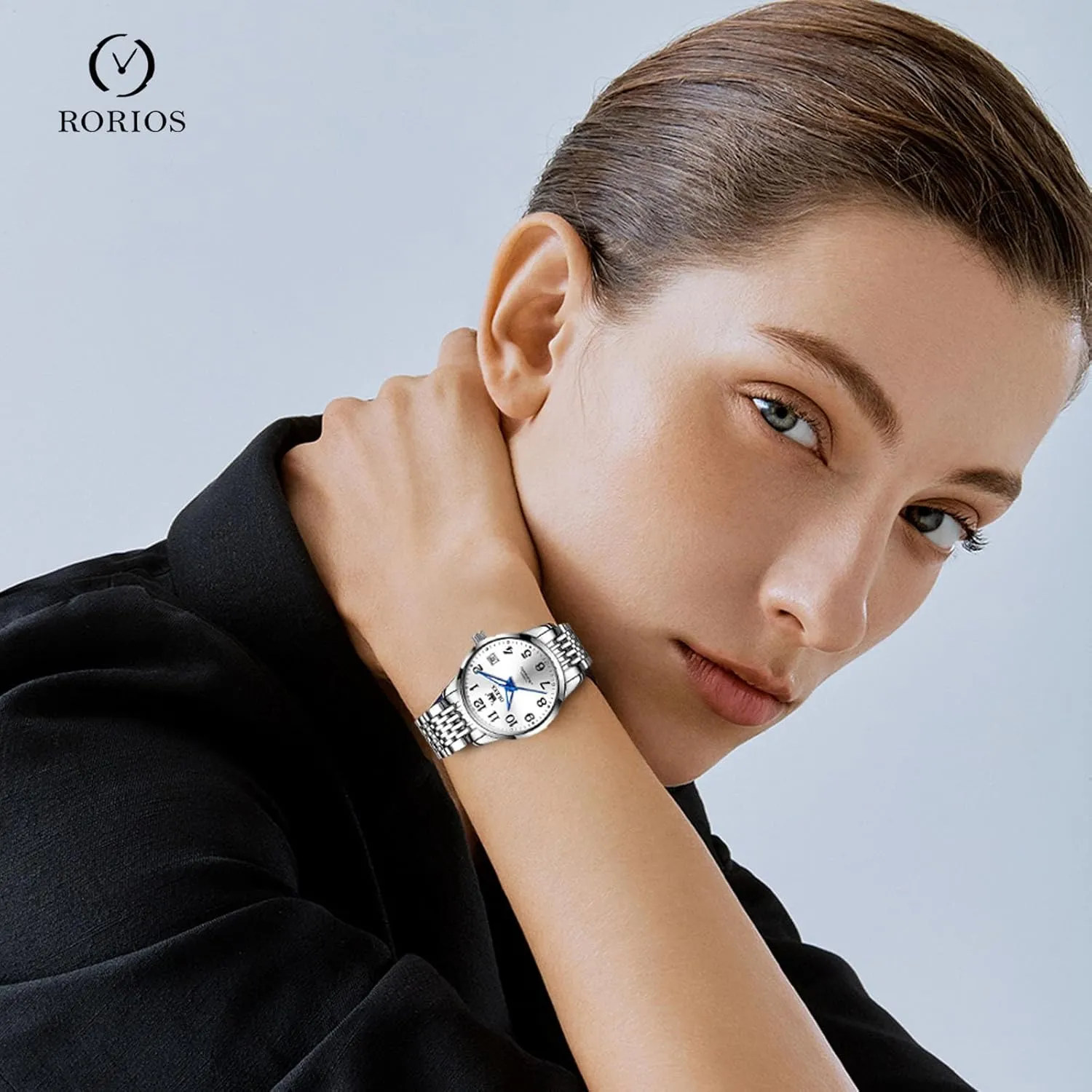RORIOS Ladies Mechanical Wristwatch Women's Elegant Watch Minimalist Automatic Fashion Stainless Steel Watches Self-Winding Luminous