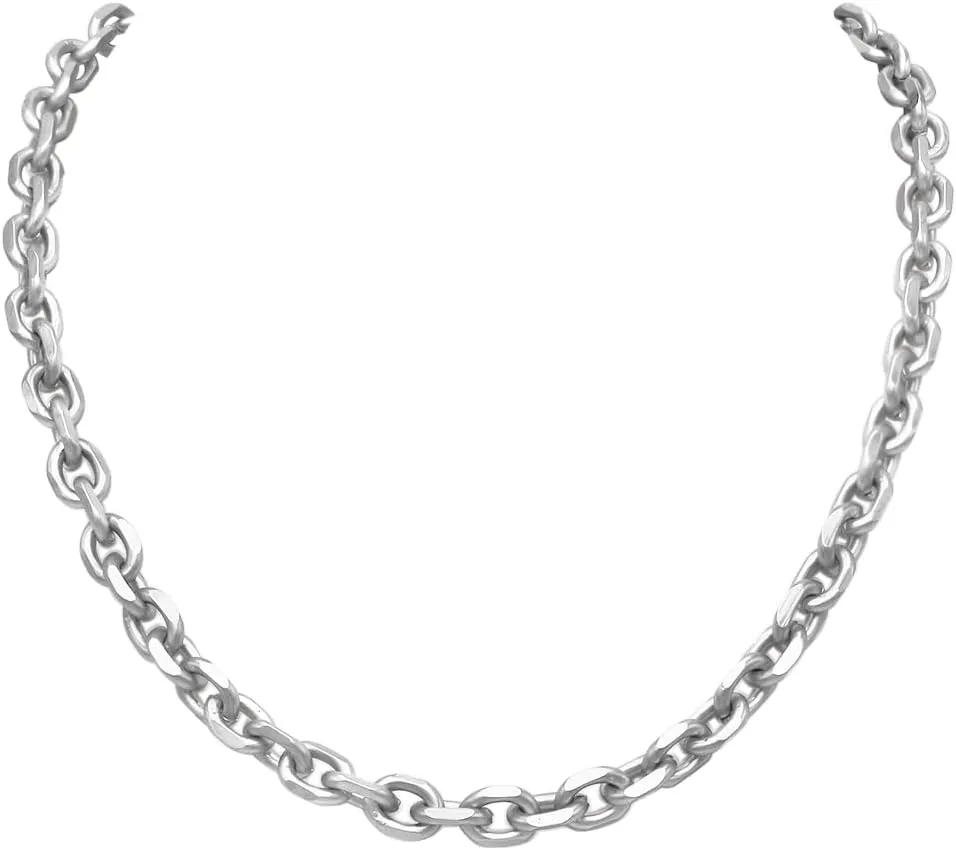Rosemarie & Jubalee Women's Stunning Matte Metal Diamond Cut Chunky Cable Link Necklace Chain, 20" 3" Extender
