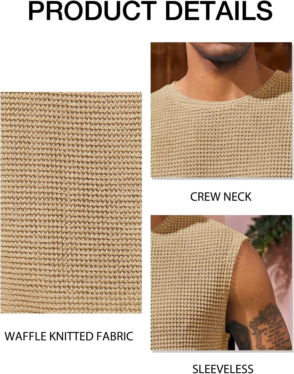 Runcati Mens Waffle Tank Tops Sleeveless T-Shirts Athletic Muscle Summer Beach Hippie Shirts
