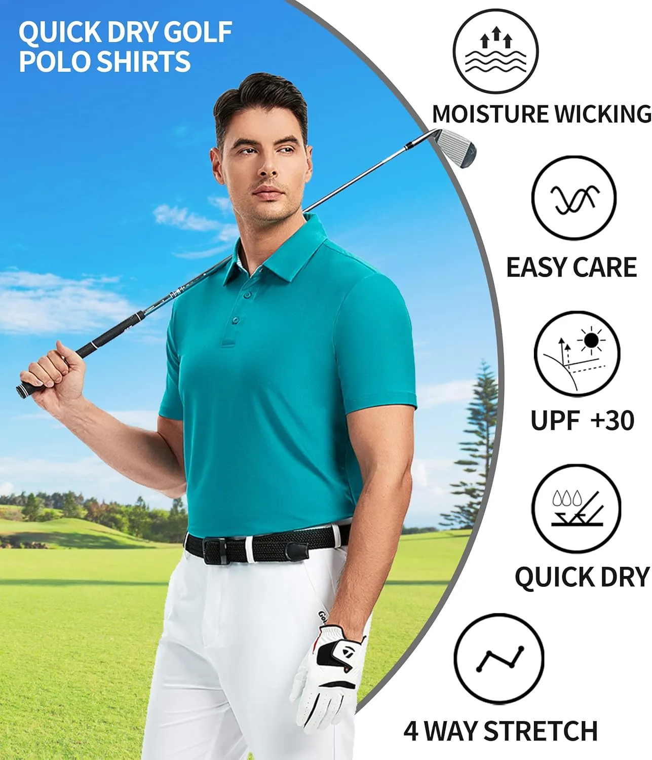 SAMERM Golf Shirts for Men Dry Fit Short Sleeve Mens Golf Shirt Performance Moisture Wicking Polo Shirts for Men