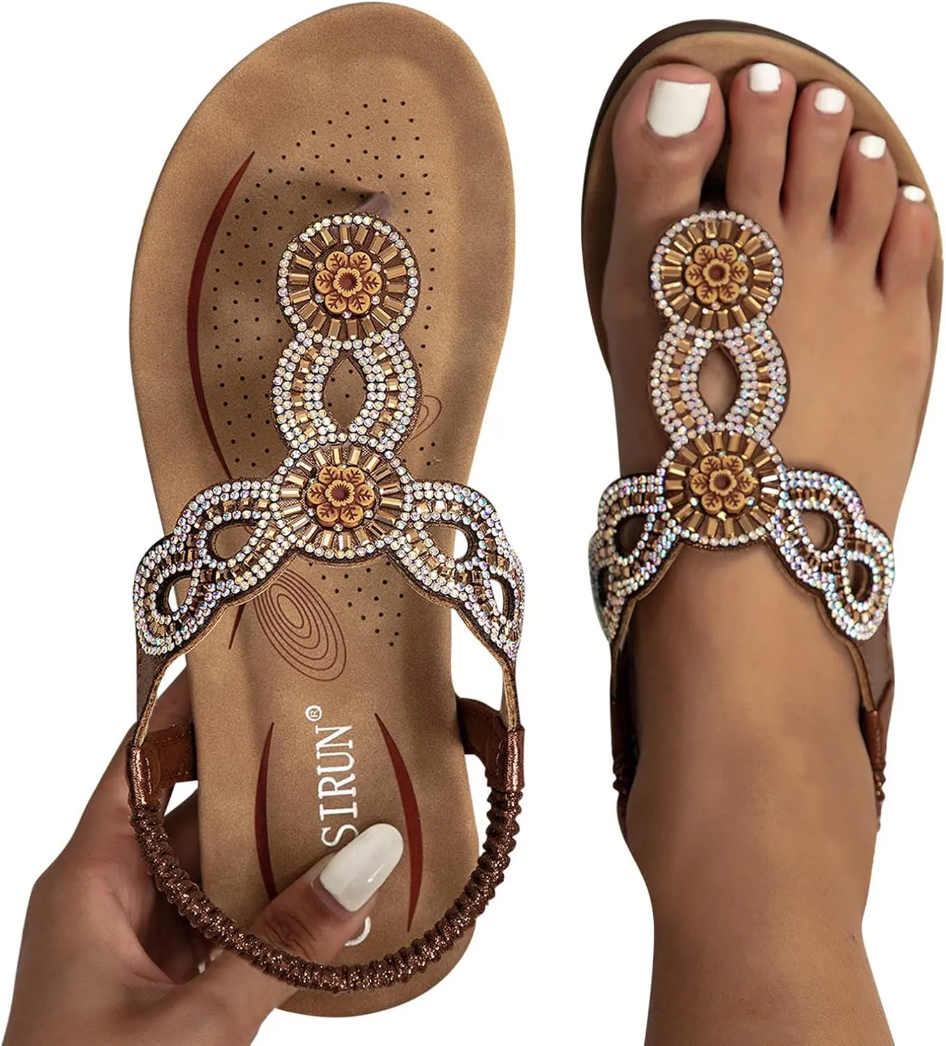 Sandals Women,Dressy Summer Retro Orthopedic Sandals Ring Toe Outdoor Flip Flops Flat Heel Beach Slipper