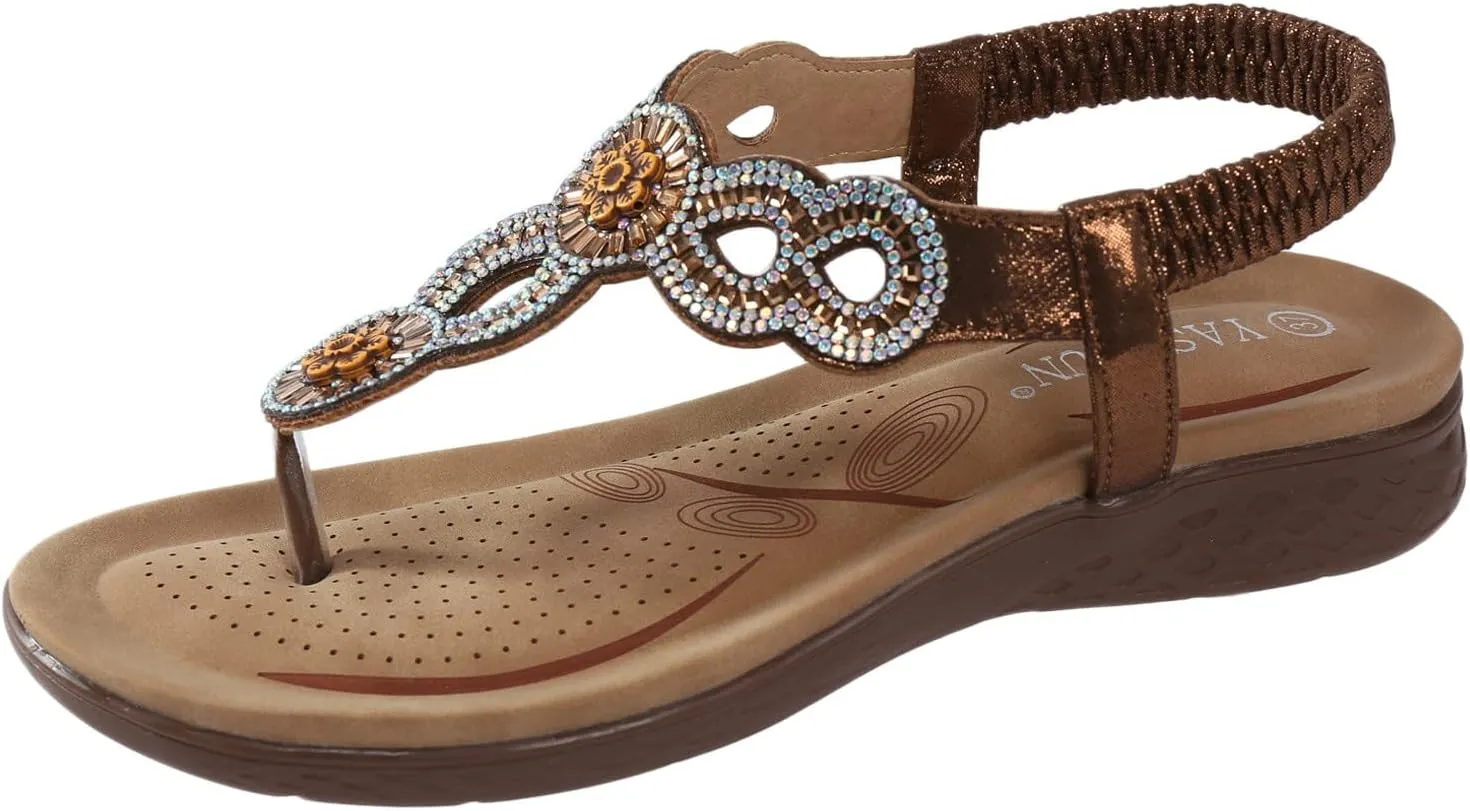 Sandals Women,Dressy Summer Retro Orthopedic Sandals Ring Toe Outdoor Flip Flops Flat Heel Beach Slipper