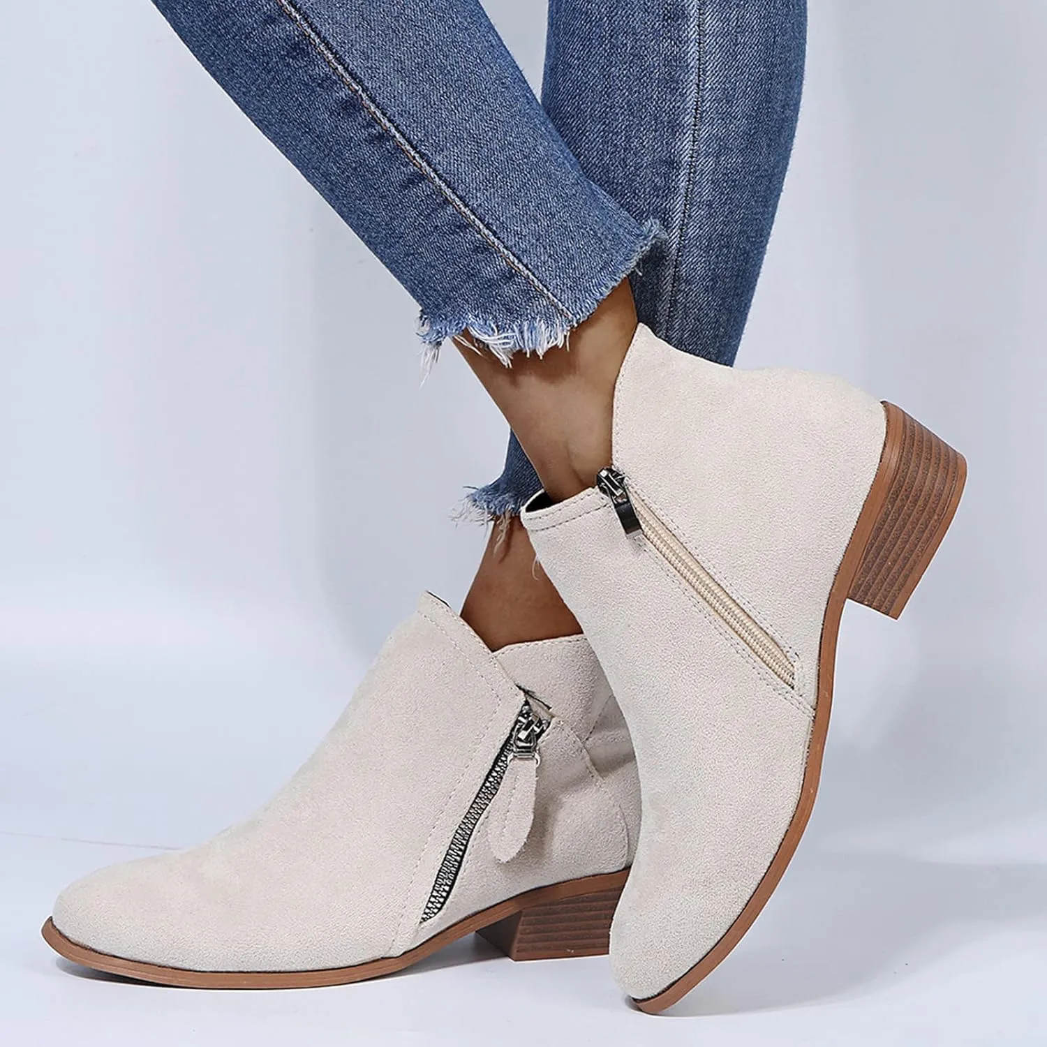 SBGMoSJ Ankle Boots for Women Wide Width Womens Black Lace Up Ankle Boots Low Heel Ankle Boots Wide Width for Women Light Brown Short Cowboy Boots for Women Women's Boots Ankle Blue