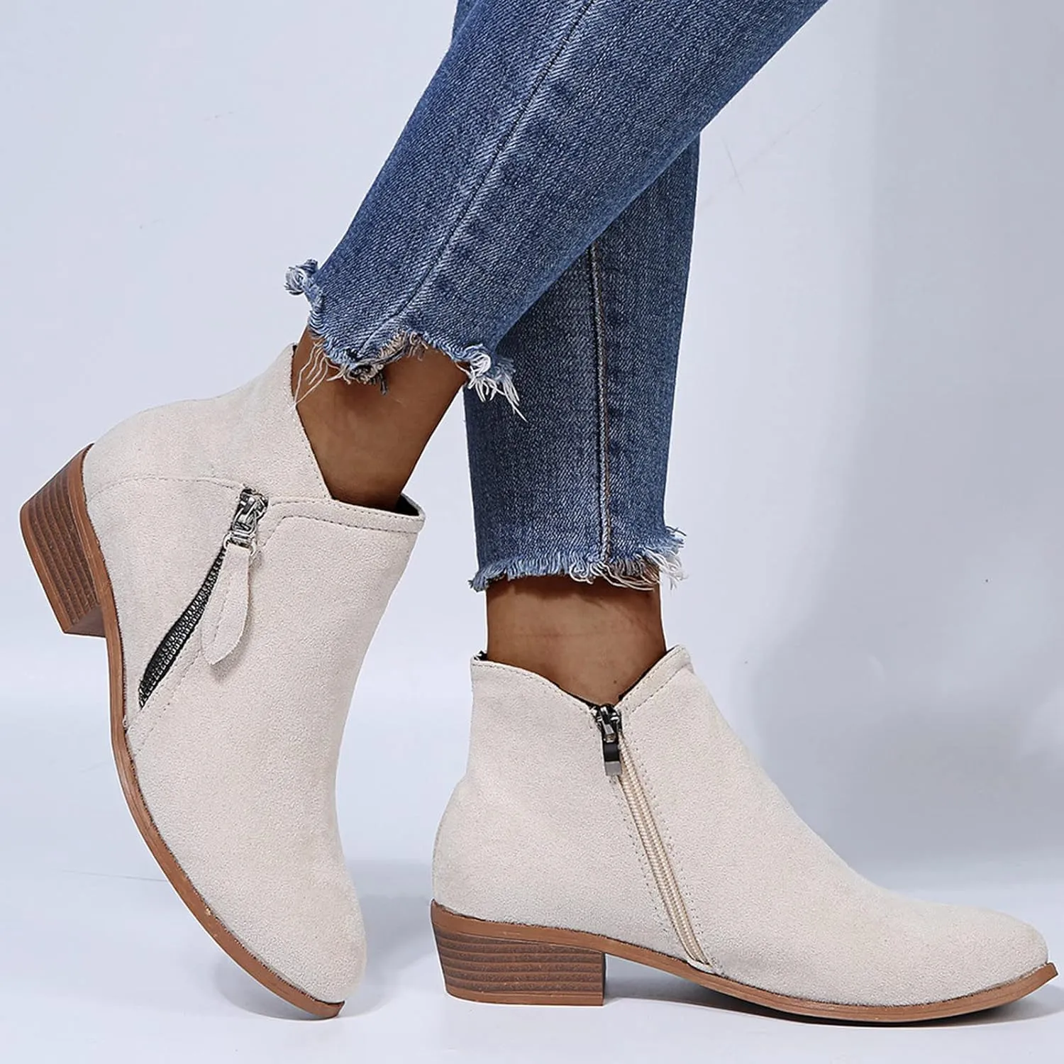 SBGMoSJ Ankle Boots for Women Wide Width Womens Black Lace Up Ankle Boots Low Heel Ankle Boots Wide Width for Women Light Brown Short Cowboy Boots for Women Women's Boots Ankle Blue