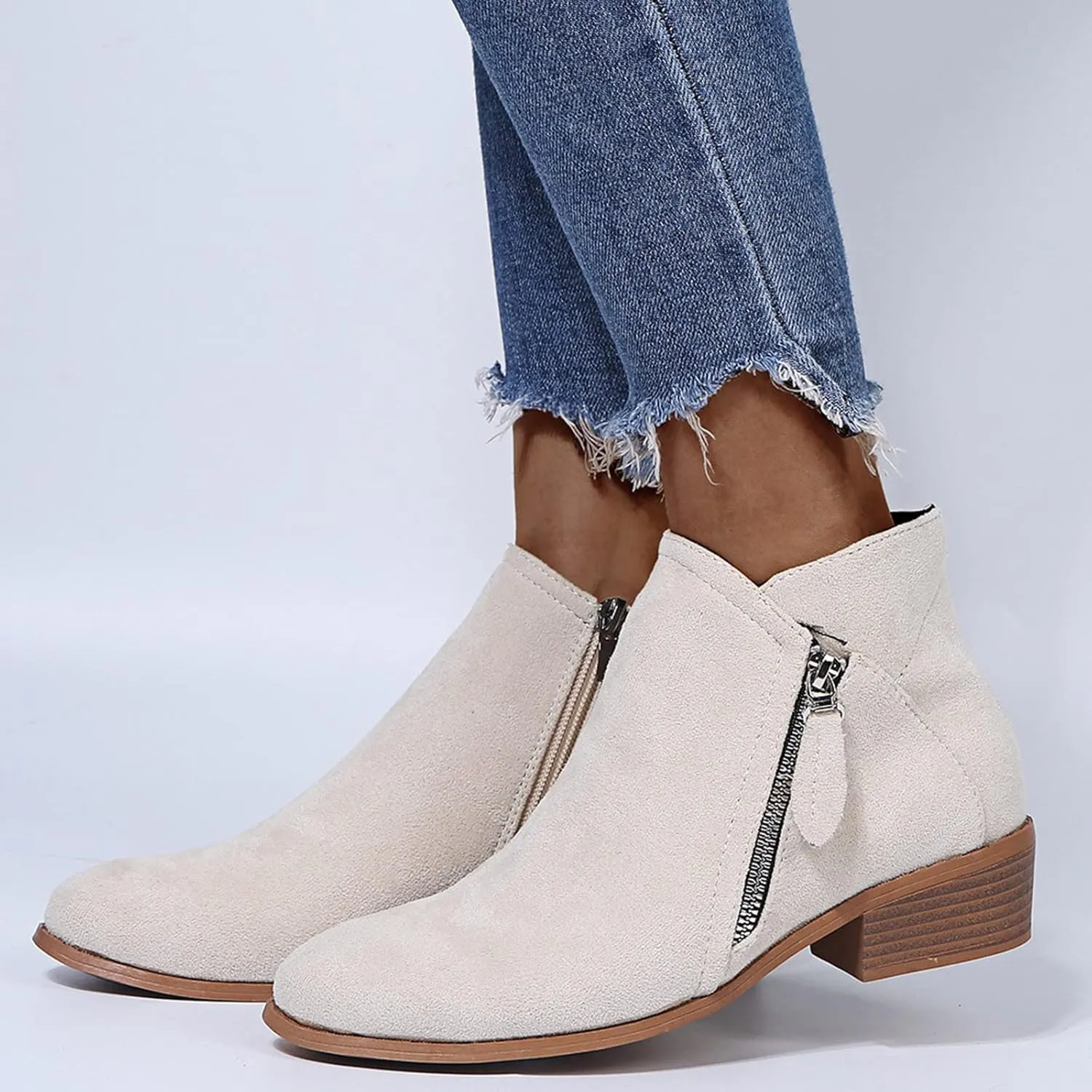 SBGMoSJ Ankle Boots for Women Wide Width Womens Black Lace Up Ankle Boots Low Heel Ankle Boots Wide Width for Women Light Brown Short Cowboy Boots for Women Women's Boots Ankle Blue