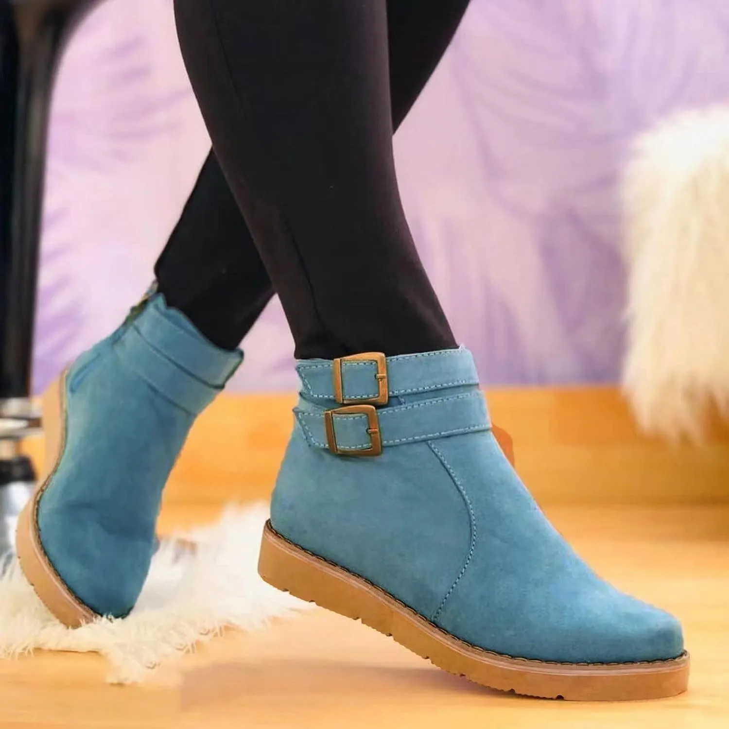SBGMoSJ Ankle Boots for Women Wide Width Womens Black Lace Up Ankle Boots Low Heel Ankle Boots Wide Width for Women Light Brown Short Cowboy Boots for Women Women's Boots Ankle Blue