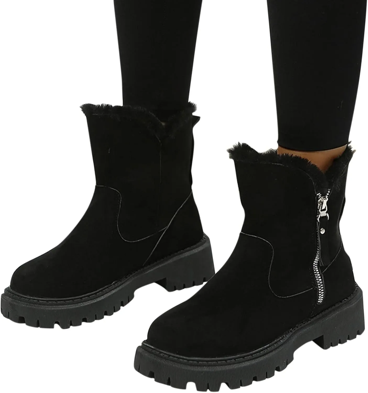 SBGMoSJ Winter Boots for Women Waterproof Size 12 Womens Winter Boots Wide Width Mid Calf Warm Winter Boots Women Size 11 Womens Waterproof Boots Botas Para Frio Mujeres