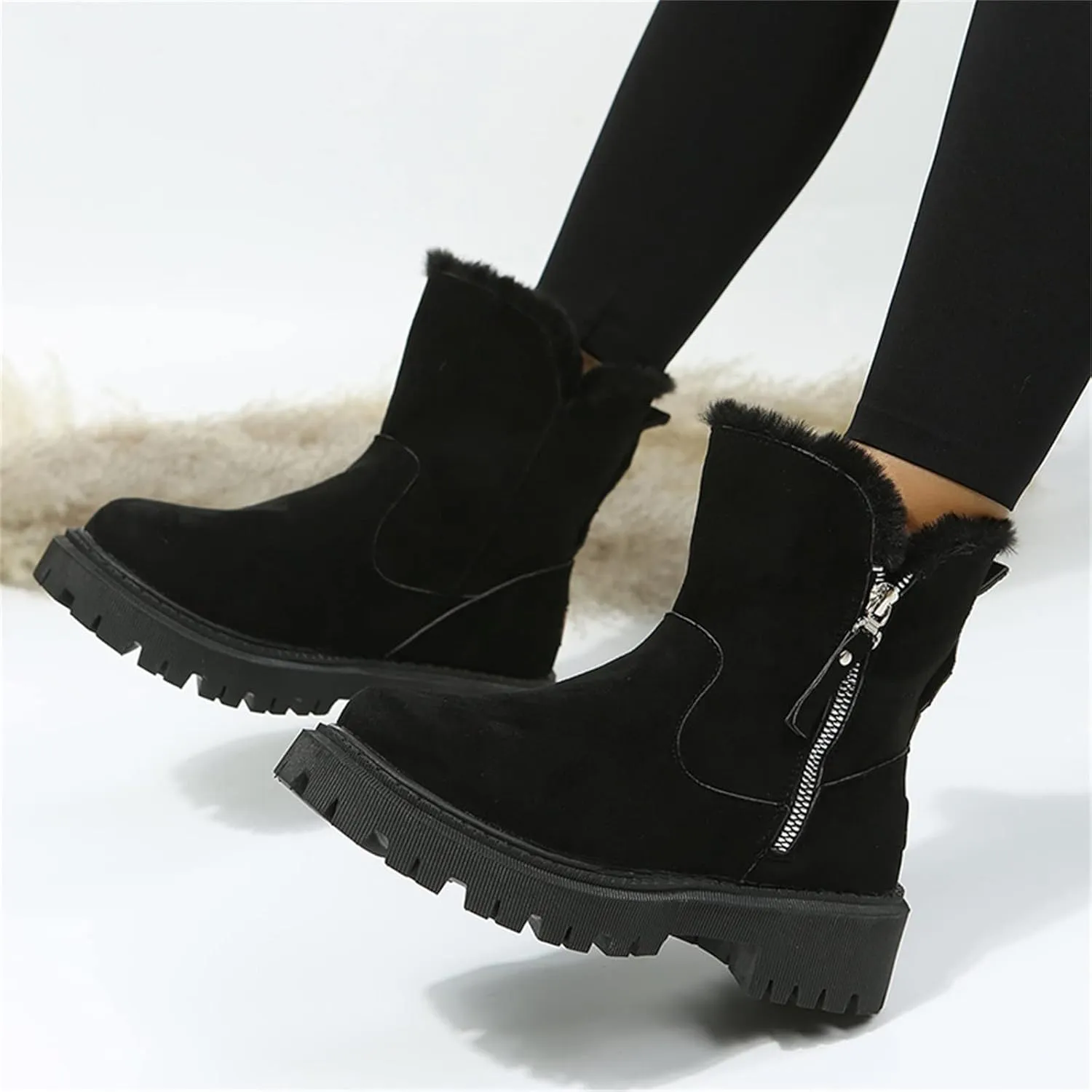 SBGMoSJ Winter Boots for Women Waterproof Size 12 Womens Winter Boots Wide Width Mid Calf Warm Winter Boots Women Size 11 Womens Waterproof Boots Botas Para Frio Mujeres