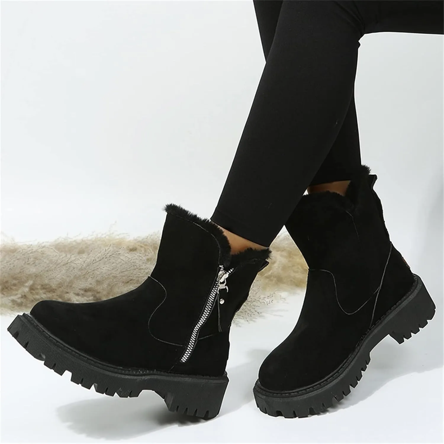 SBGMoSJ Winter Boots for Women Waterproof Size 12 Womens Winter Boots Wide Width Mid Calf Warm Winter Boots Women Size 11 Womens Waterproof Boots Botas Para Frio Mujeres