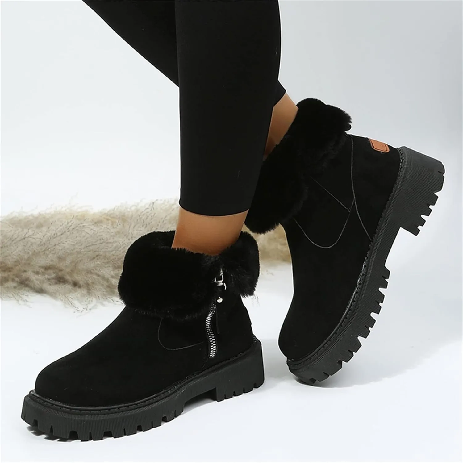 SBGMoSJ Winter Boots for Women Waterproof Size 12 Womens Winter Boots Wide Width Mid Calf Warm Winter Boots Women Size 11 Womens Waterproof Boots Botas Para Frio Mujeres