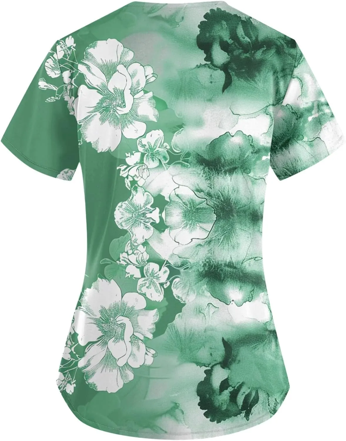 Scrubs for Women Short Sleeve V Neck Print Tops Nursing Working Uniform T-Shirts Casual Caregiver Top