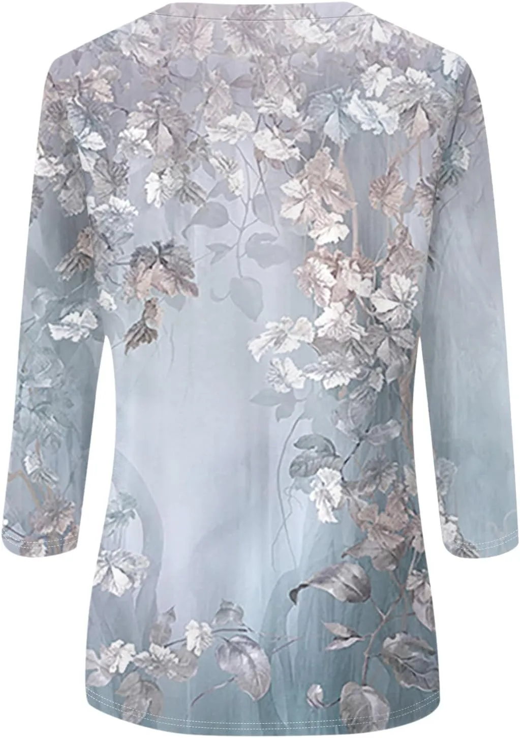 SERYU 3/4 Sleeve Tops for Women Round Neck Loose Casual Shirts Blouses Floral Print Tshirts