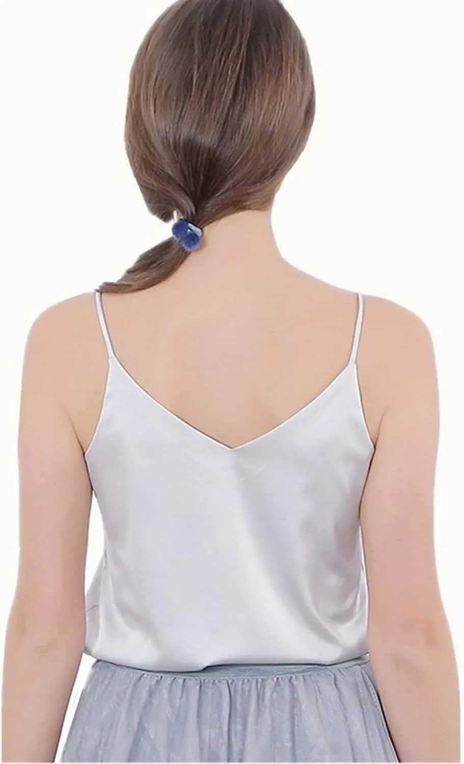 Silk Camisole Tops for Women Casual V Neck Satin Tank Top Comfy Spaghetti Strap Summer Blouses Basic Cami