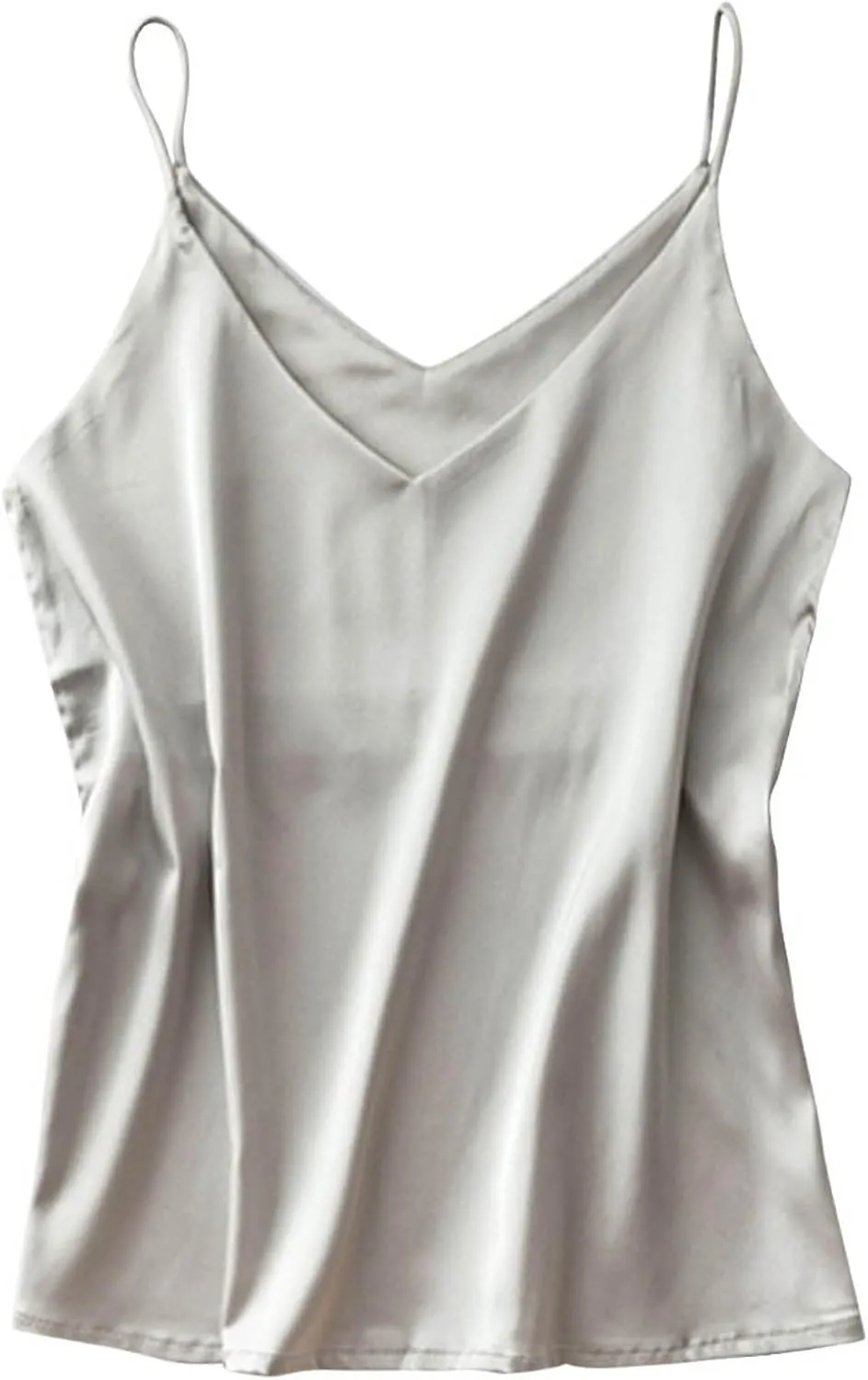 Silk Camisole Tops for Women Casual V Neck Satin Tank Top Comfy Spaghetti Strap Summer Blouses Basic Cami
