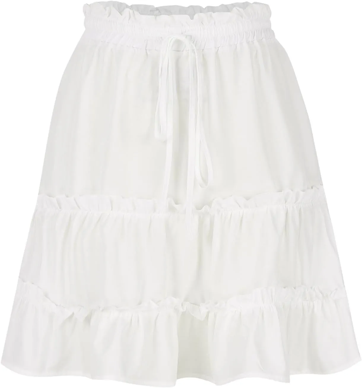 Skirts for Women 2025 Boho Summer A-Line Pleated Skirt Casual Elastic High Waist Tiered Ruffle Flowy Cute Mini Skirt