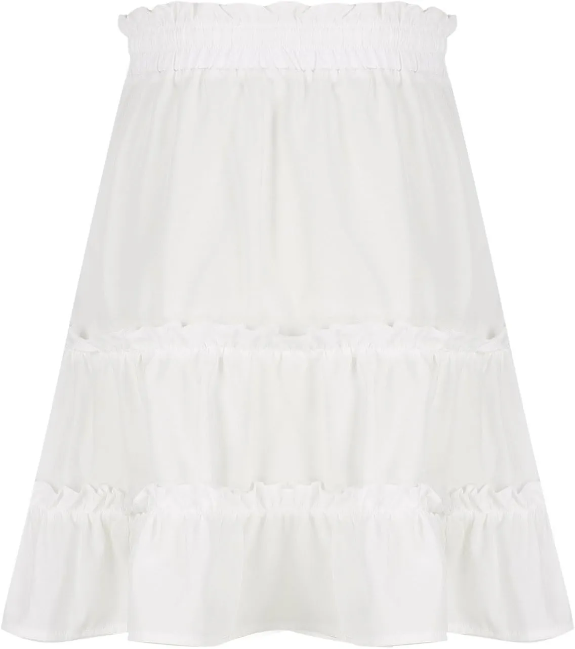 Skirts for Women 2025 Boho Summer A-Line Pleated Skirt Casual Elastic High Waist Tiered Ruffle Flowy Cute Mini Skirt