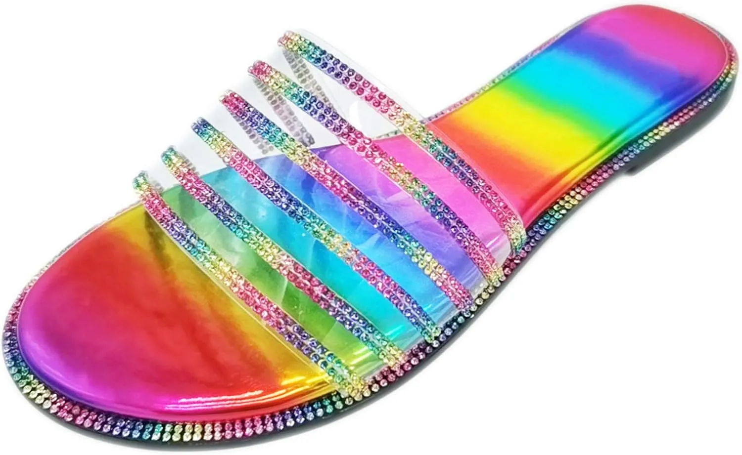 Slippers for Women Summer Beach Flat Slipper Slide Rainbow Stripe Slippers Spring Bohemia Shoes Bohemia Shoes