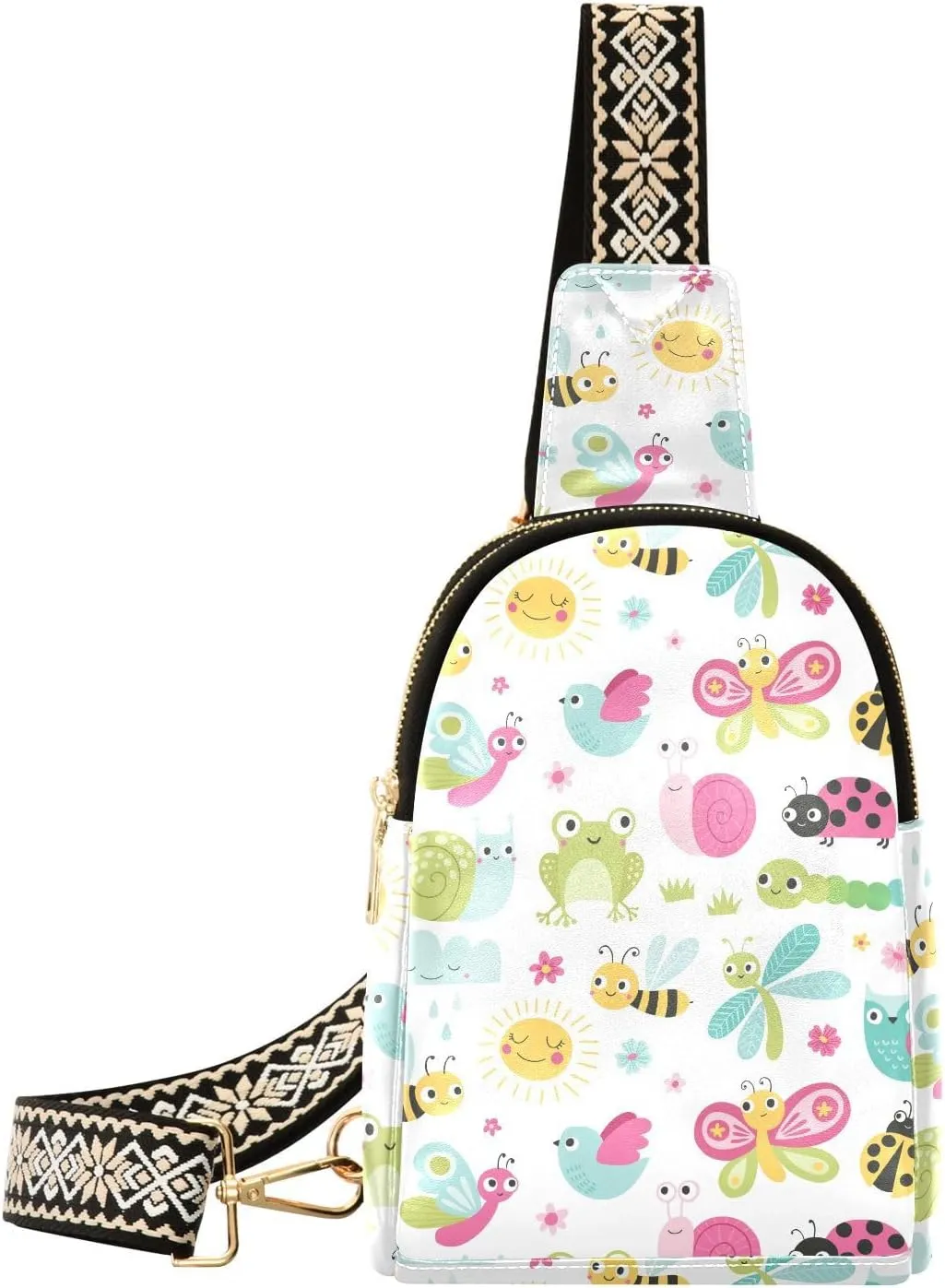 Small Sling Bag Fanny Packs Crossbody Bags for Women Cute Animal Pattern Leather Fashion Chest Bag Belt Bag for Women for Travel Sports Running Hiking