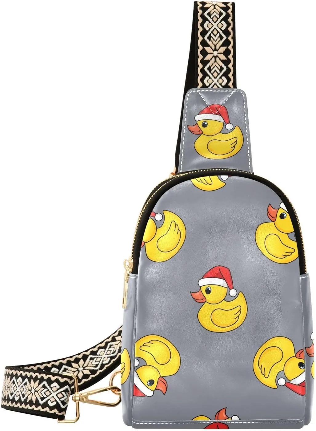 Small Sling Bag Fanny Packs Crossbody Bags for Women Cute Rubber Duckling Leather Fashion Chest Bag Belt Bag for Women for Travel Sports Running Hiking