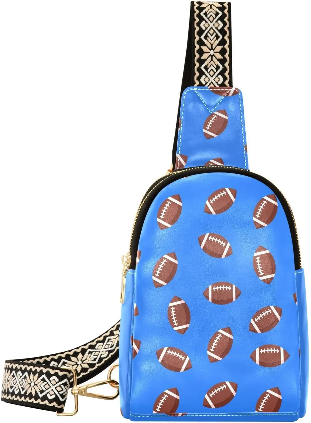 Small Sling Bag for Women American Football PC Leather Fanny Pack Crossbody Blue Fashion Waist Packs Chest Bag for Travel Sports Running Hiking