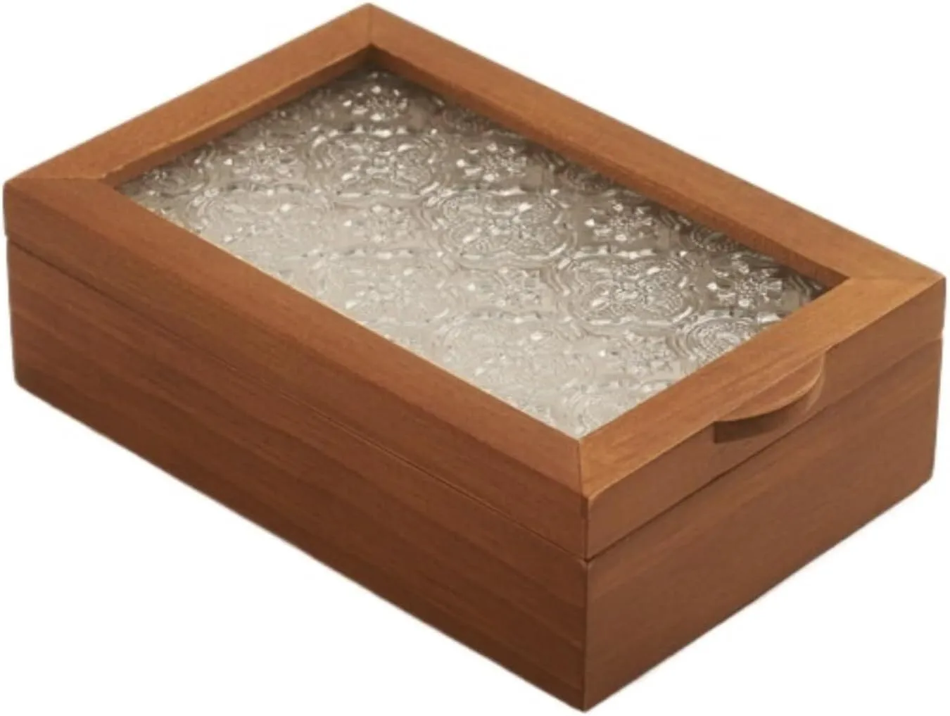Solid Wood Jewelry Box with Lid, Wooden Ring Organizer, Small Storage Case for Rings, Earrings, Watches, 7 * 4.7 * 2.1in