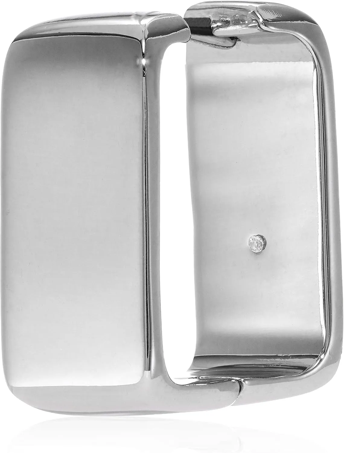 Square Link Hoop Earrings Silver