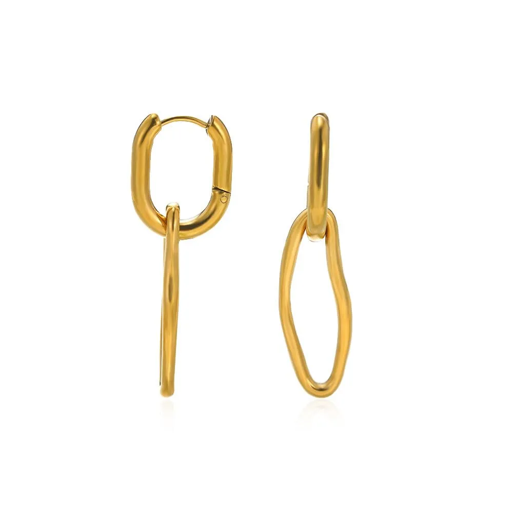 Stainless Steel Convertible Link Dangle Drop Earrings for Women Chunky Paperclip Chain Link Huggie Earrings for Women