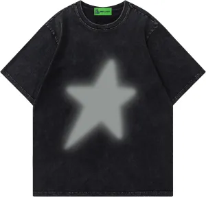 Star Shirt Y2k Oversized Graphic Tees for Men Unisex Vintage Streetwear Shirts