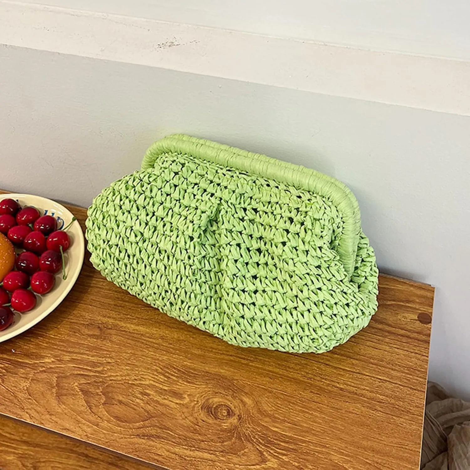 Straw Clutch Handbag Cloud Riched Purse Chain Shoulder Crossboby Bag Designer Straw Evening Bag