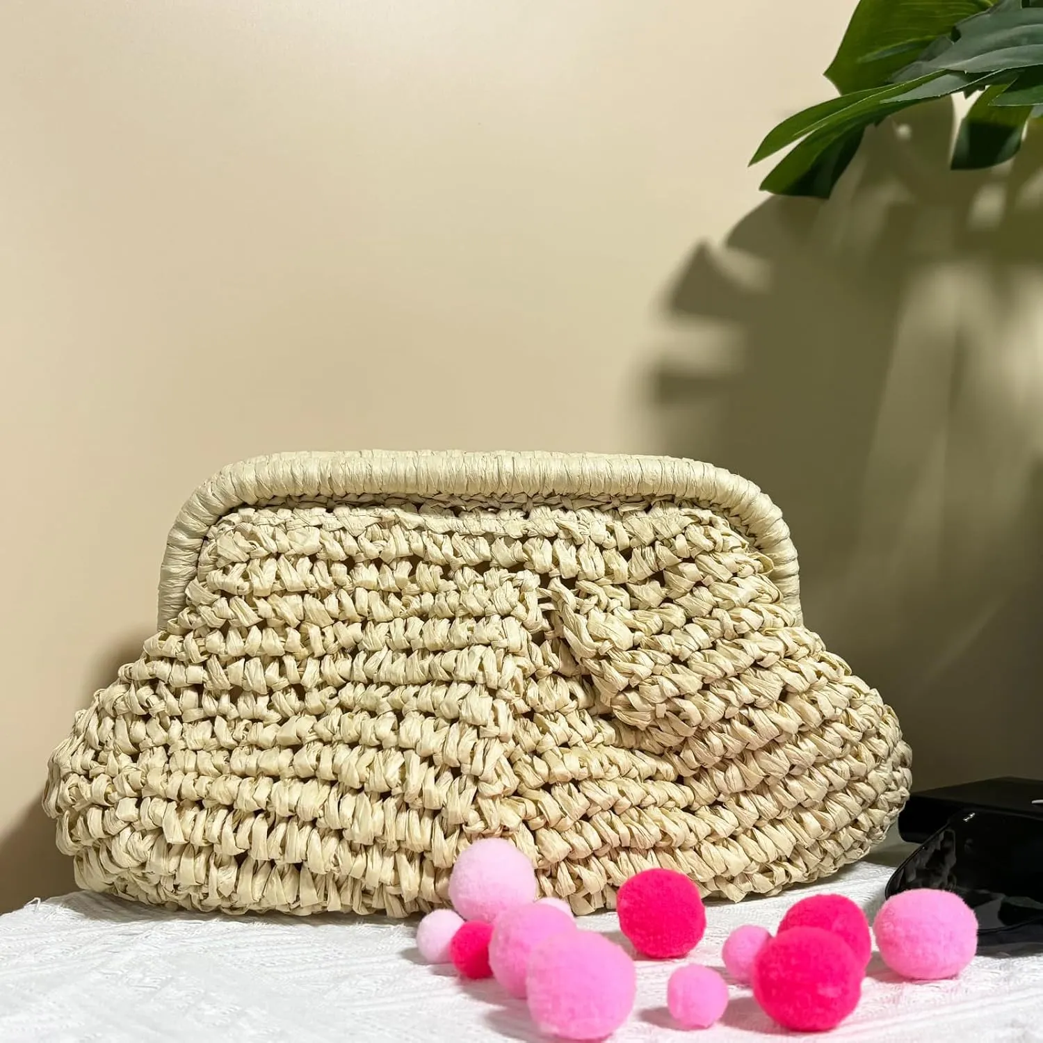 Straw Clutch Handbag Cloud Riched Purse Chain Shoulder Crossboby Bag Designer Straw Evening Bag