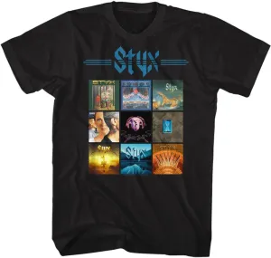 Styx Rock Band Album Cover Collage Adult Short Sleeve T Shirt Graphic Tees