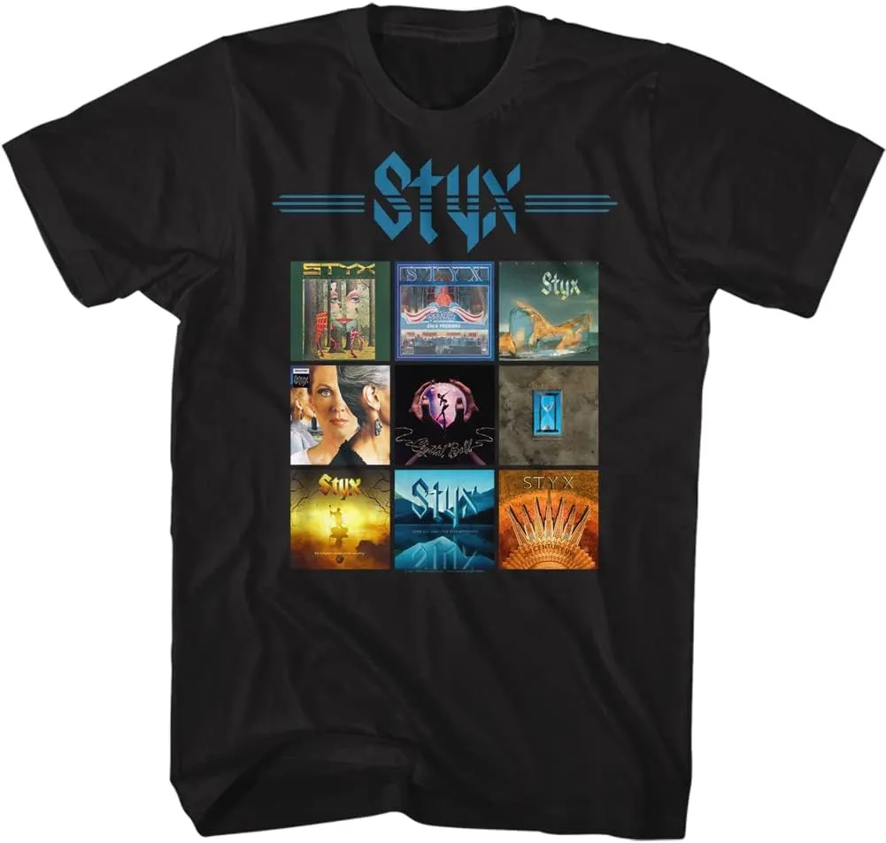 Styx Rock Band Album Cover Collage Adult Short Sleeve T Shirt Graphic Tees