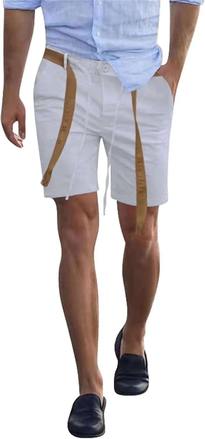 Summer Chino Shorts for Mens Fashion 2024 Solid Hipster Short Soft Casual Lace Up Short Pants with Pockets Slim Fit Shorts
