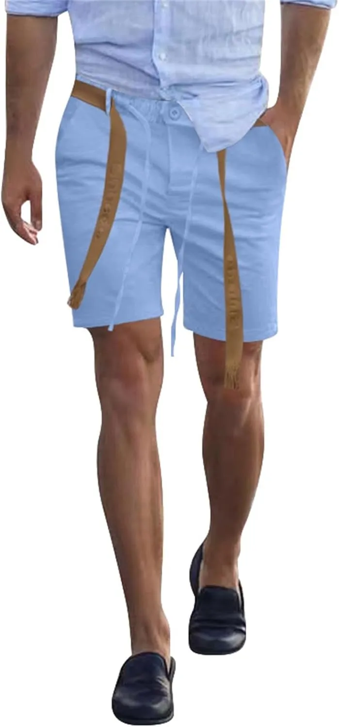 Summer Chino Shorts for Mens Fashion 2024 Solid Hipster Short Soft Casual Lace Up Short Pants with Pockets Slim Fit Shorts