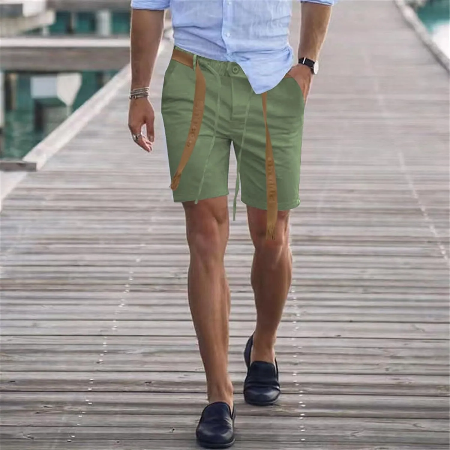 Summer Chino Shorts for Mens Fashion 2024 Solid Hipster Short Soft Casual Lace Up Short Pants with Pockets Slim Fit Shorts