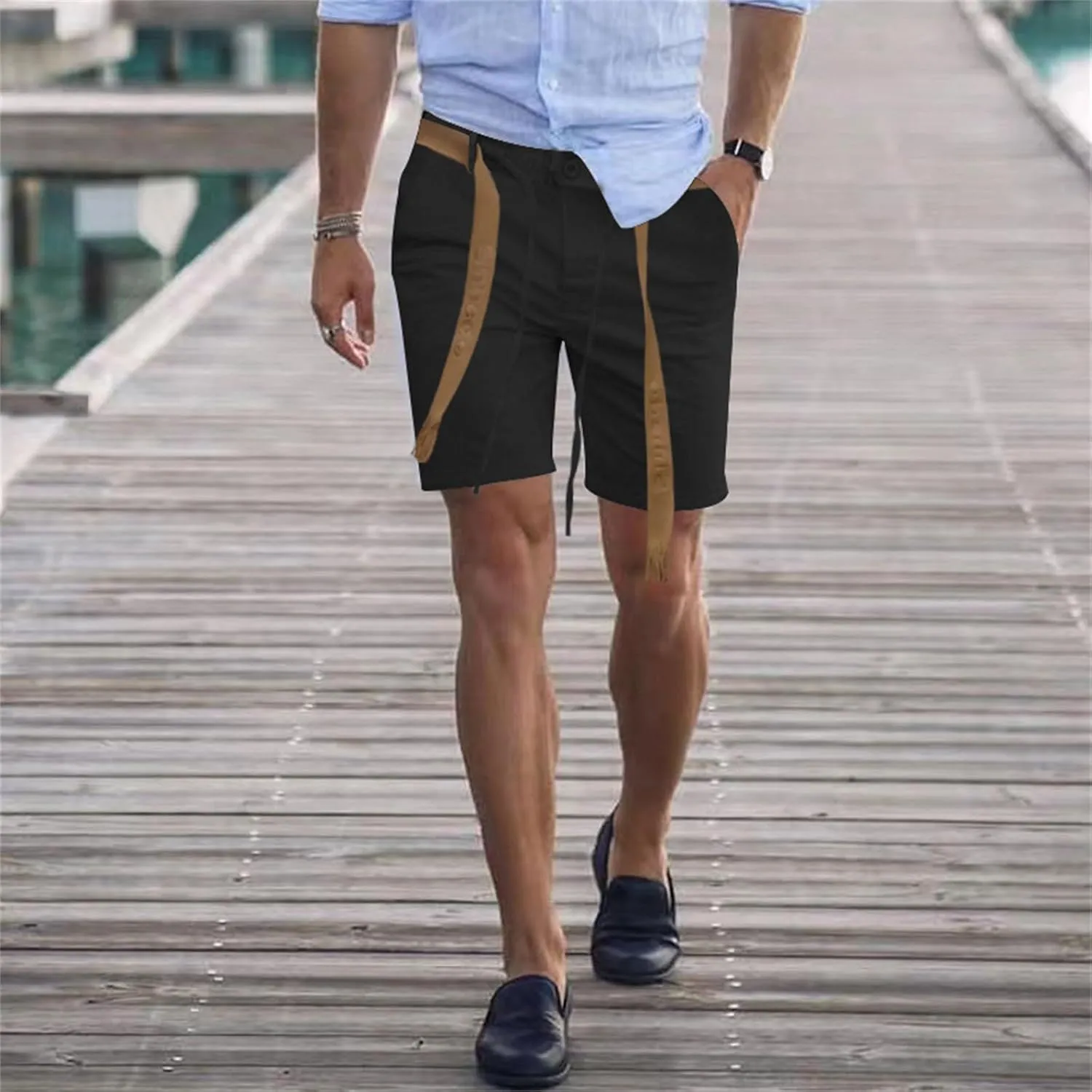 Summer Chino Shorts for Mens Fashion 2024 Solid Hipster Short Soft Casual Lace Up Short Pants with Pockets Slim Fit Shorts
