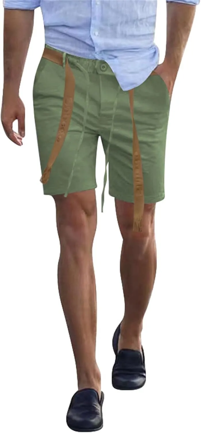 Summer Chino Shorts for Mens Fashion 2024 Solid Hipster Short Soft Casual Lace Up Short Pants with Pockets Slim Fit Shorts