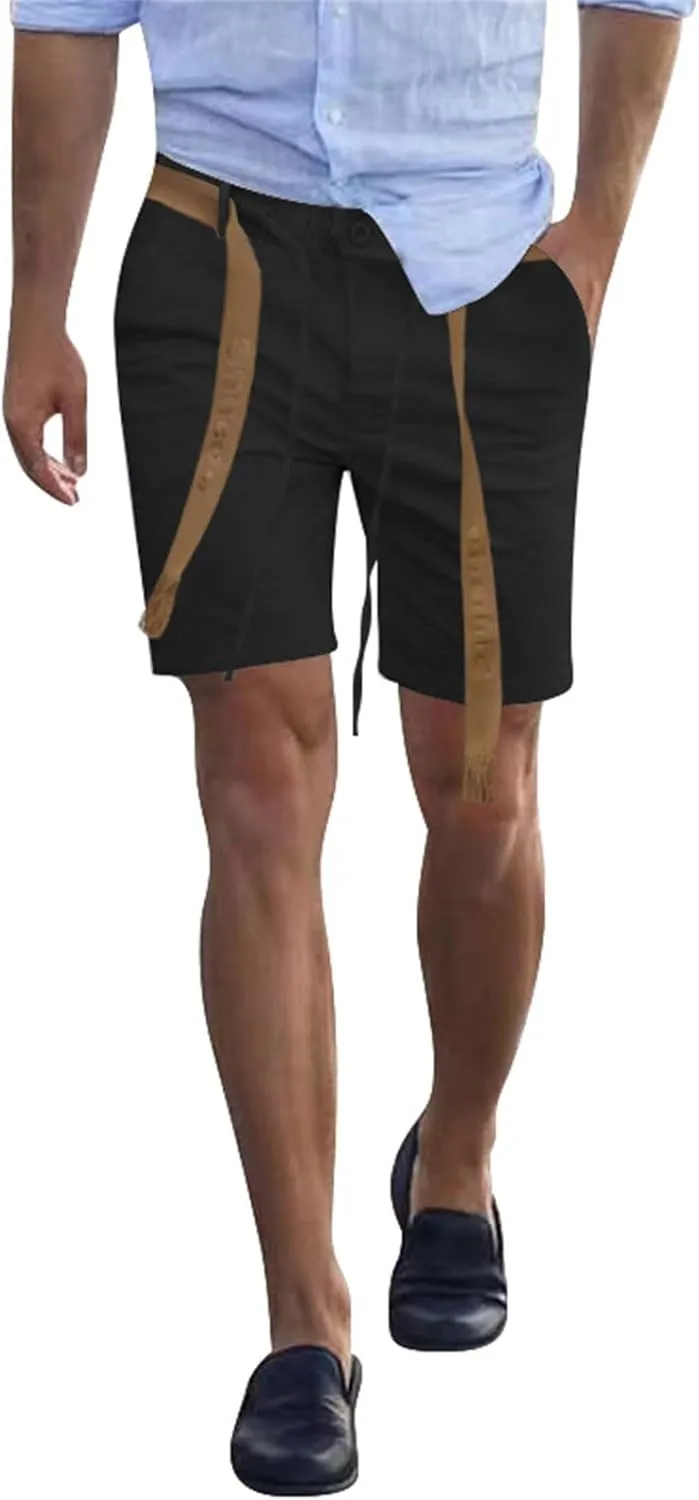 Summer Chino Shorts for Mens Fashion 2024 Solid Hipster Short Soft Casual Lace Up Short Pants with Pockets Slim Fit Shorts