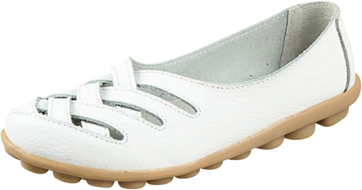 Summer Loafers Flat Sandals for Women Criss Cross Cut Out Slip-On Dressy Shoes Closed Toe Casual Walking Shoes