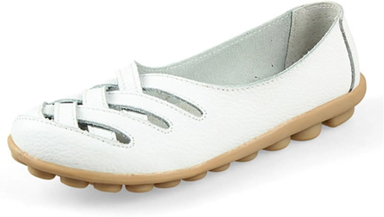Summer Loafers Flat Sandals for Women Criss Cross Cut Out Slip-On Dressy Shoes Closed Toe Casual Walking Shoes