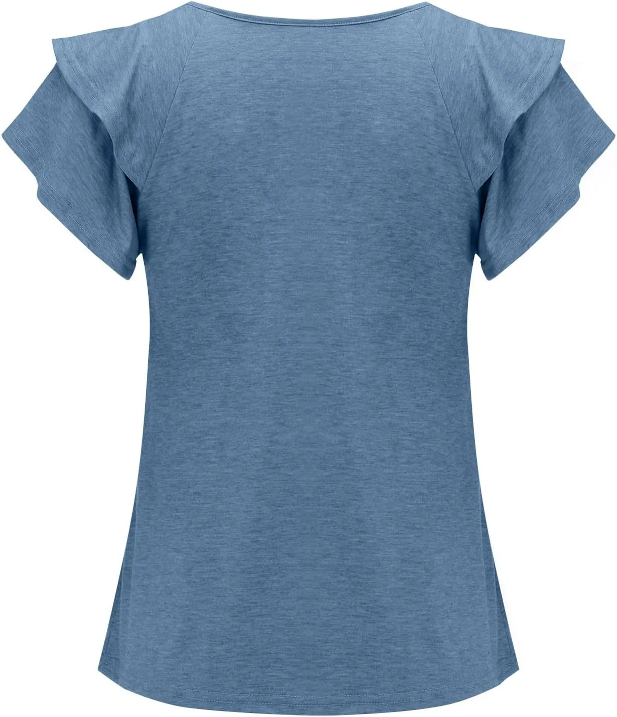 Summer T Shirts for Women V Neck Layered Ruffle Trim Short Sleeve Loose Fit Tees Baggy Lounge Outdoor Running Tops