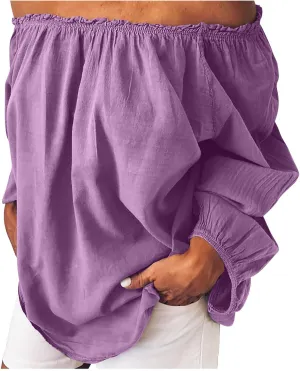 Summer Tops for Women Trendy Cotton Linen Solid Shirts Oversized Long Sleeve Shirt Casual Vacation Summer Outfit