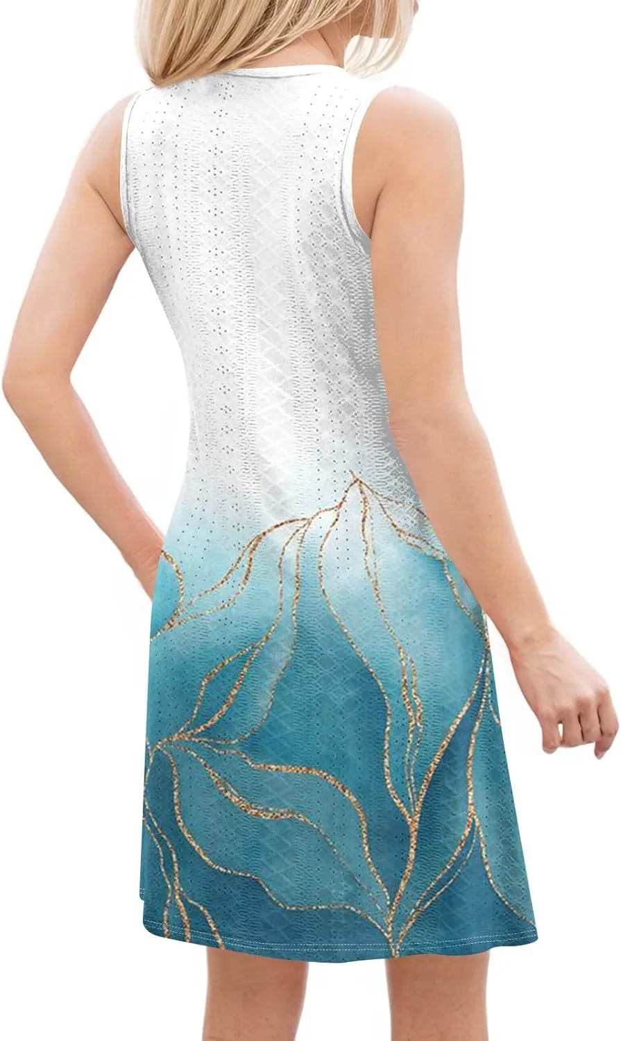 Sundress for Women 2025 Summer Casual Sleeveless Swing T Shirt Dresses Beach Cover up Tank Dress with Pockets