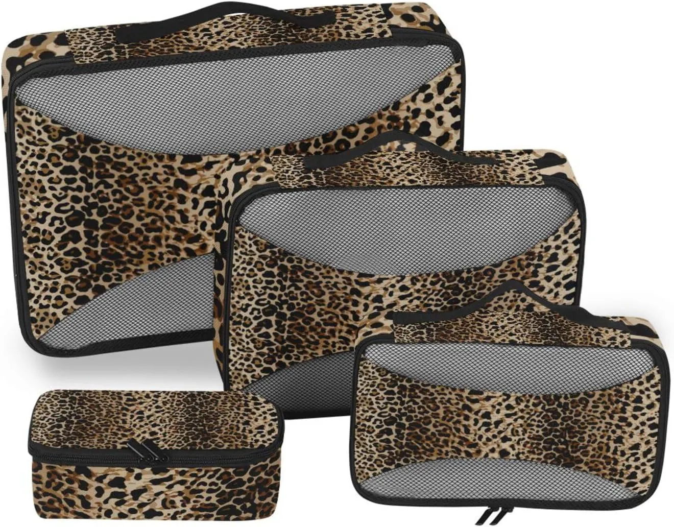 susiyo 4 Pcs Packing Cubes for Travel Leopard Print Suitcase Storage Bag Clothing Sorting Organizers