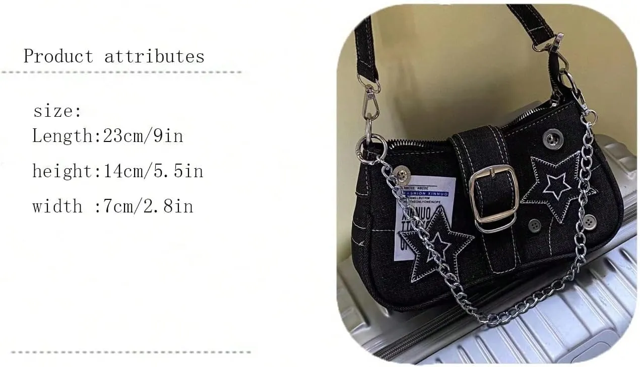 SweatyRocks Women's Casual Pattern Y2K Flap Handle Shoulder Bag Mini Chain Handbags Purses