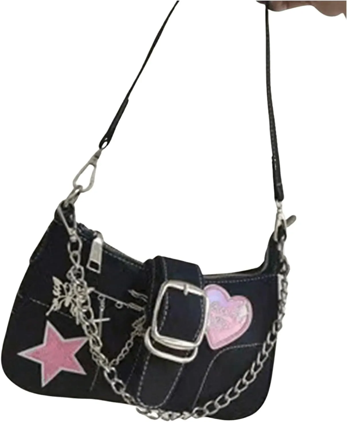 SweatyRocks Women's Casual Pattern Y2K Flap Handle Shoulder Bag Mini Chain Handbags Purses