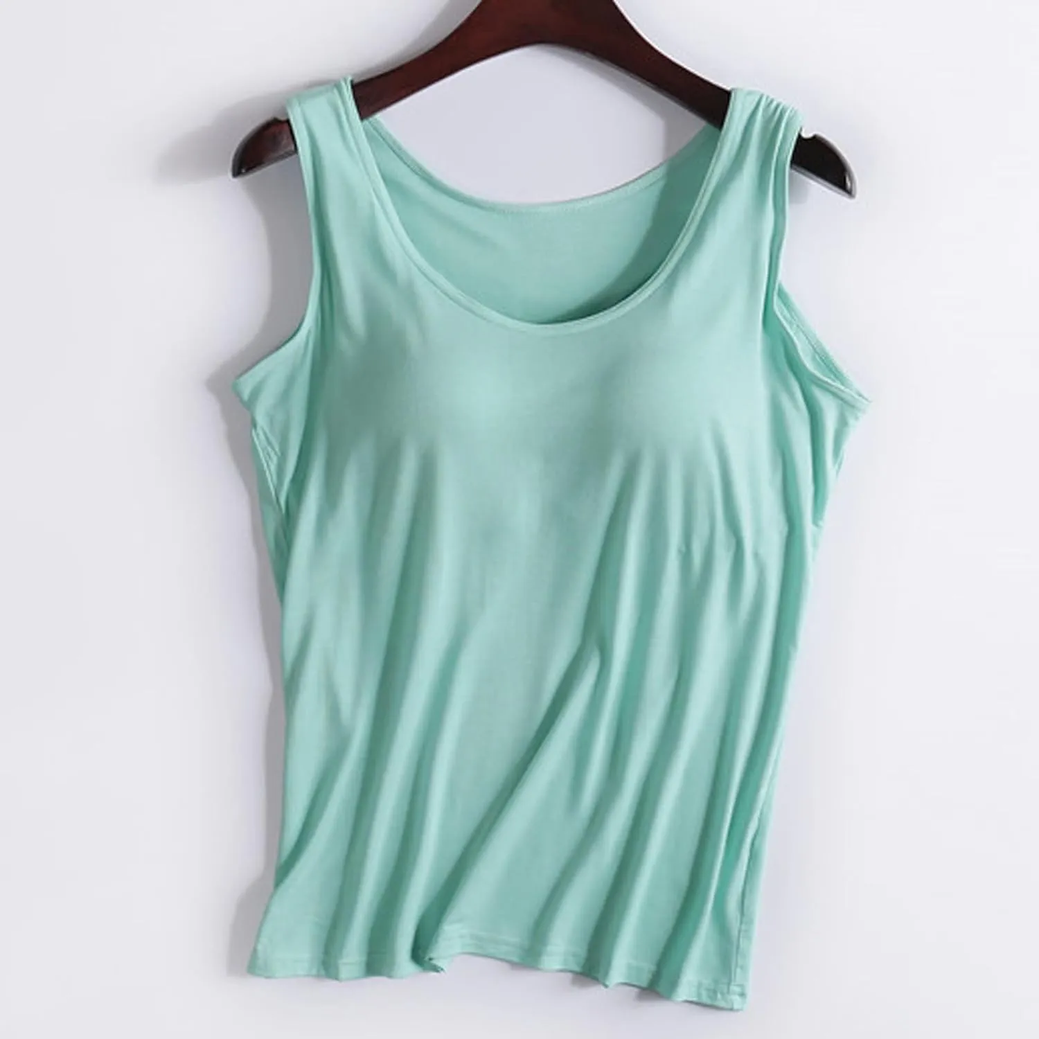 Tank Tops with Built in Bras Padded Stretch Casual Camisole Trendy Solid Color Cami Shirts Summer Basic Tops