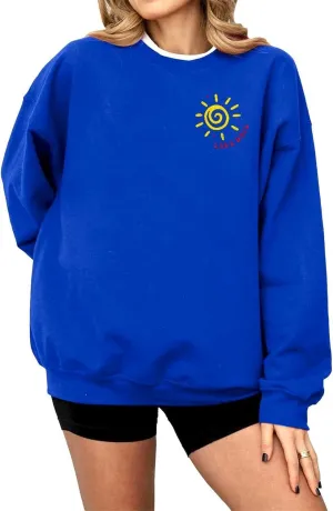 Teen Girls Preppy Sweatshirts Fashion Solid Cute Graphic Long Sleeve Crewneck Pullovers Fall Hoodless Loose Hoodie