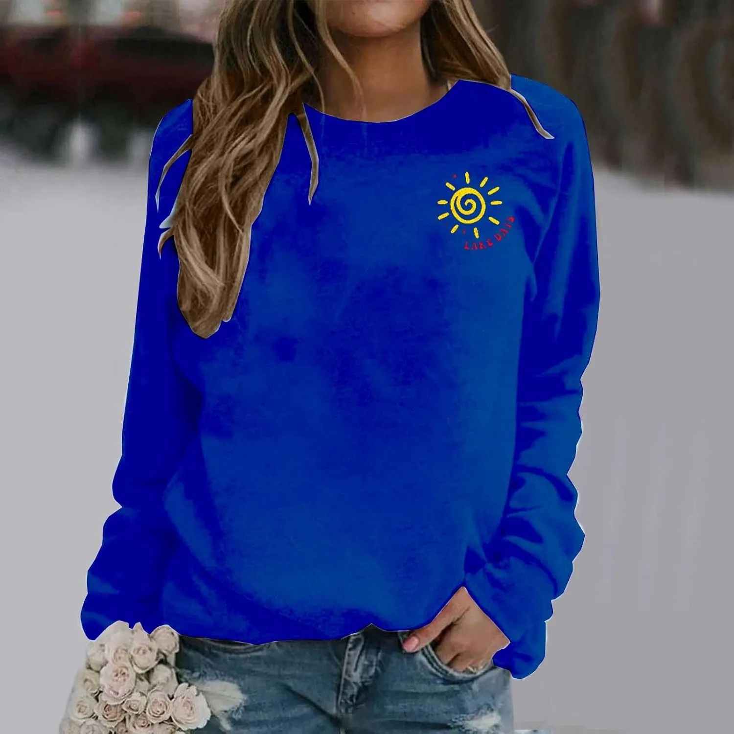 Teen Girls Preppy Sweatshirts Fashion Solid Cute Graphic Long Sleeve Crewneck Pullovers Fall Hoodless Loose Hoodie